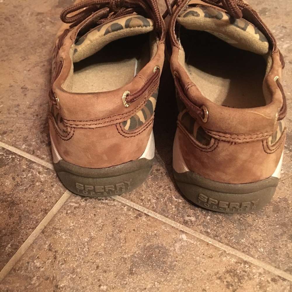 Sperry Topsiders Leather Leopard Girls